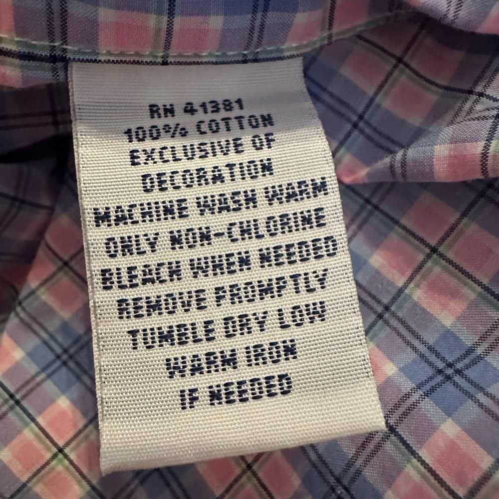 Mens RALPH LAUREN Blue/Pink Plaid Long Sleeve Button Front Shirt Size M - Picture 6 of 7